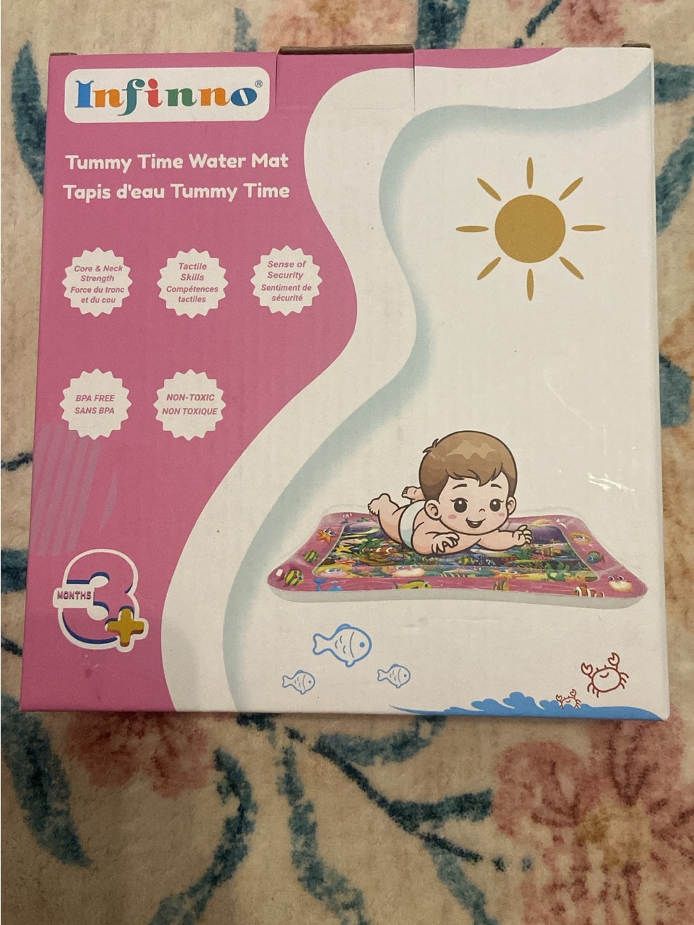 Pink Tummy Time Water Mat - Baby Floor Play Mat